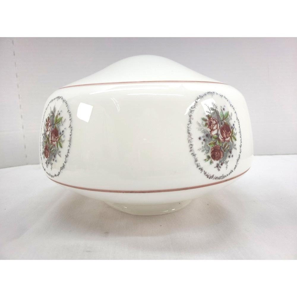 Vintage Floral Milk Glass Ceiling Light Fixture Acorn Globe 3 7/8" Fitter